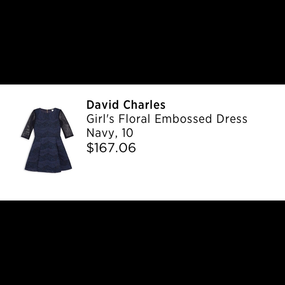 David Charles Girl’s Embossed Dress Navy